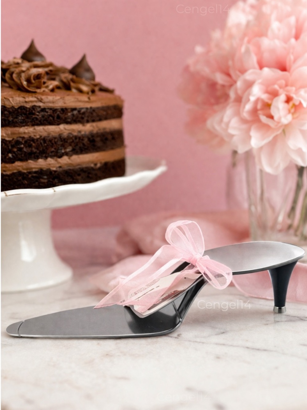 High Heel Cake Server NWT Silver Stiletto Novelty Gift